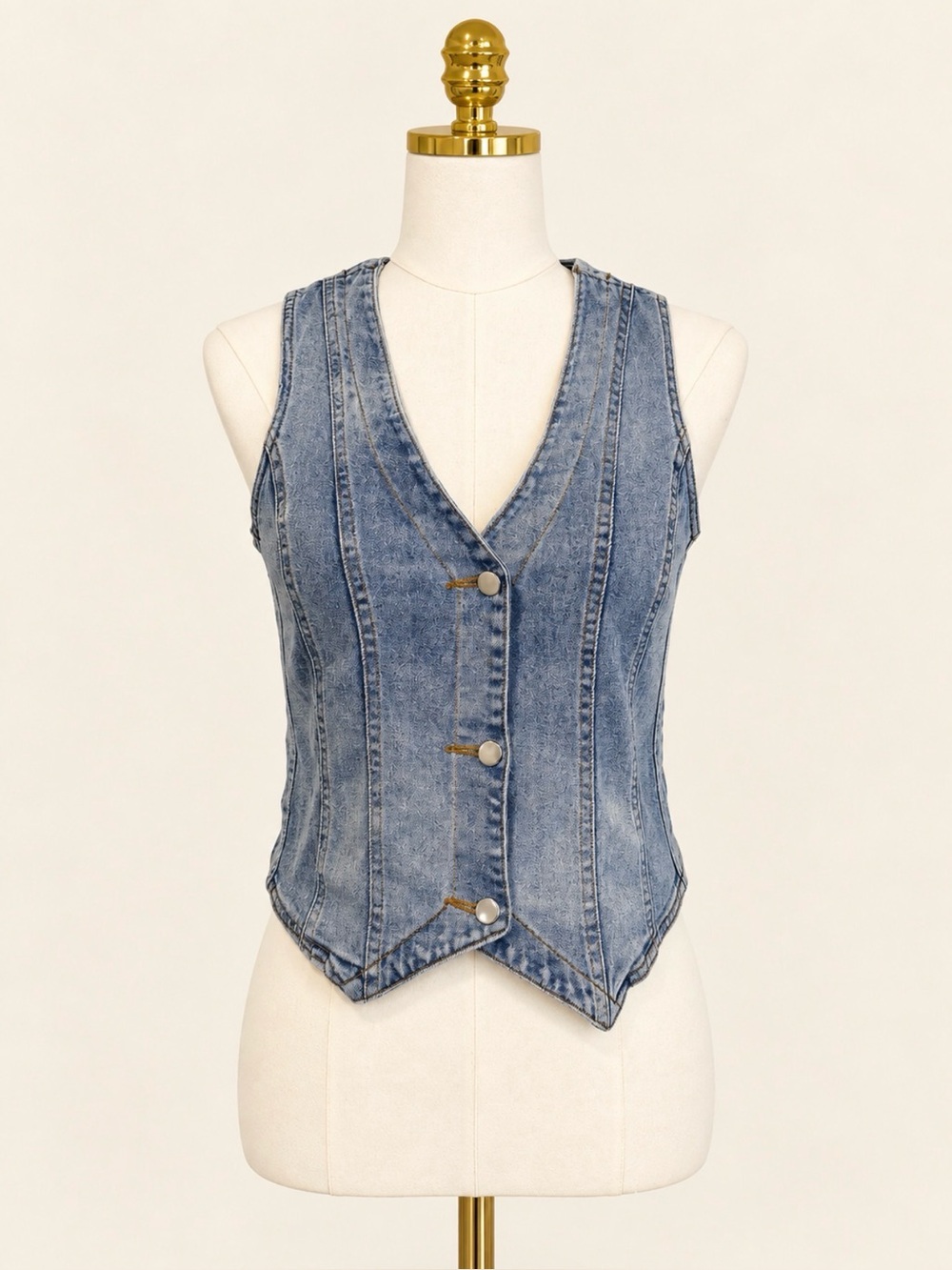 Vigoss Light Blue Denim Vest with V-Neck - Medium